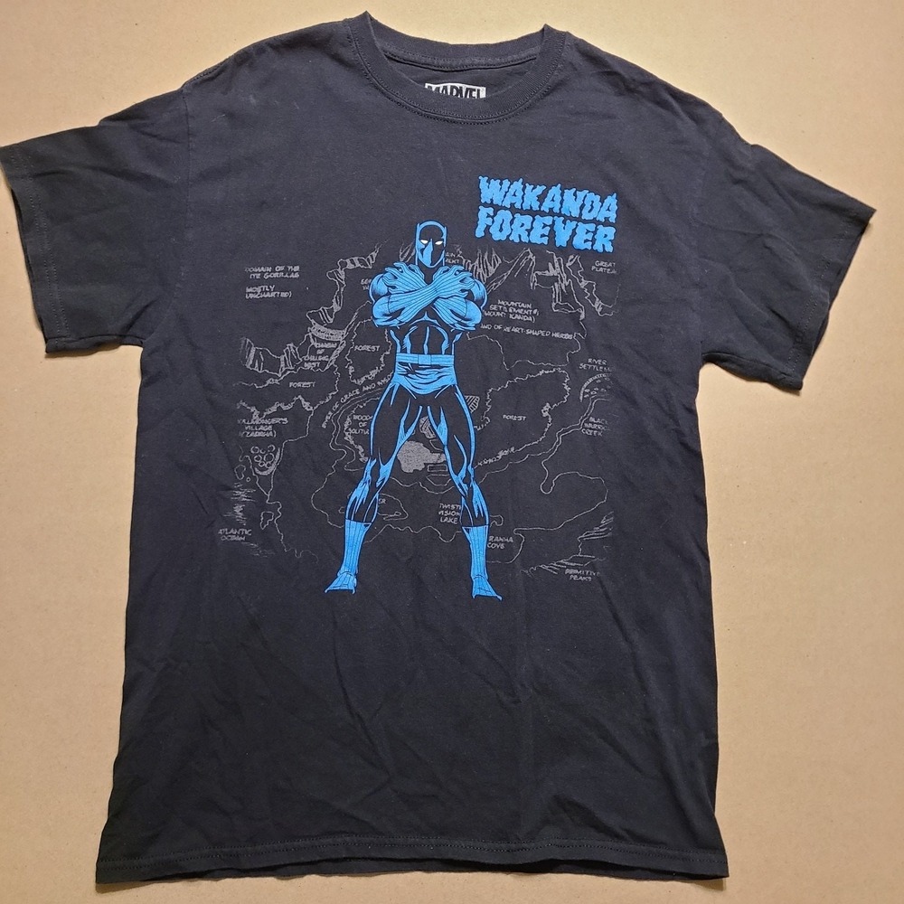 Marvel Lootcrate Black Panther Wakanda Forever Graphic T-Shirt Mens M Black